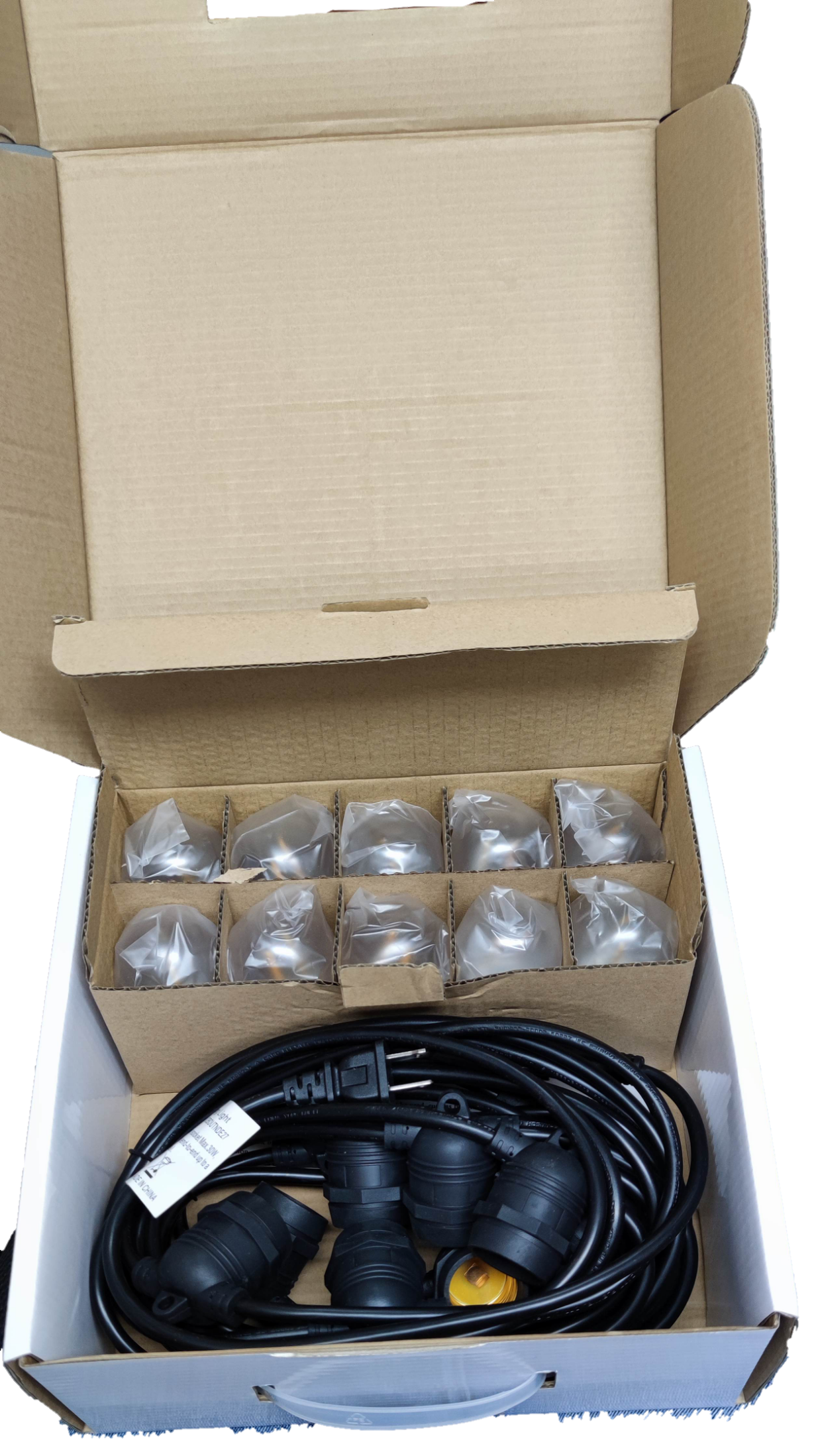 Orbik String Lights E27 1W LED Warm White 30 Feet with bulbs and power cord in a box
