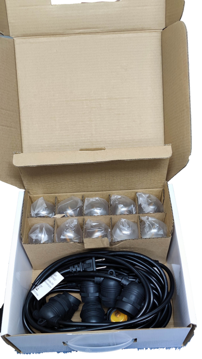 Orbik String Lights E27 1W LED Warm White 30 Feet with bulbs and power cord in a box