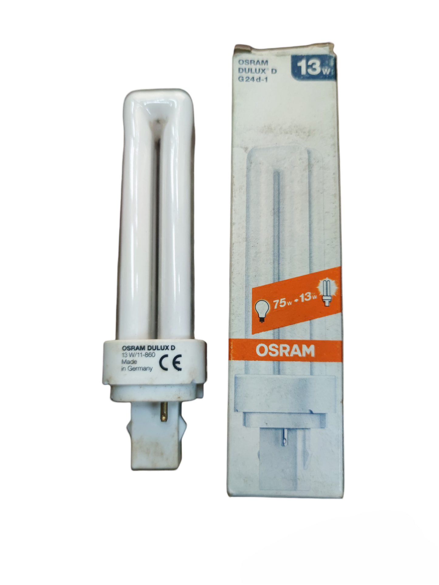 Osram 13W Pinlight Dulux D G24d-1 compact fluorescent bulb with packaging