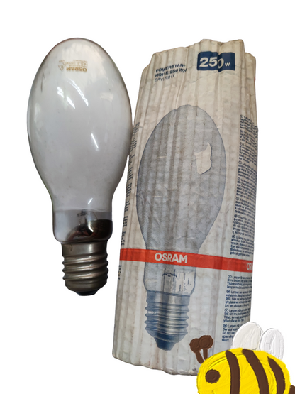 Osram 250W HQI-E Power Star Daylight 6500K bulb with original packaging for bright white light
