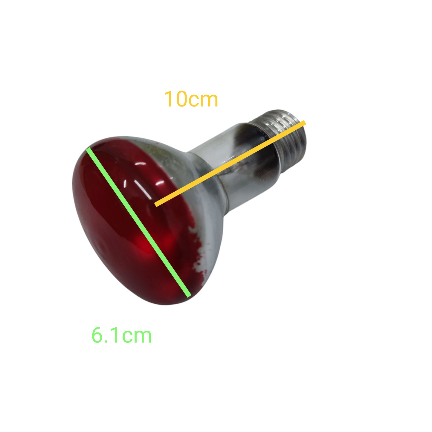 Osram 40W red reflector bulb with a wide surface for effective illumination and measuring 10cm in height