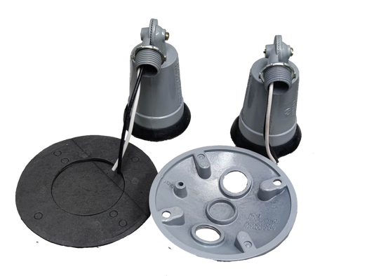 Irisram outdoor double E27 light socket in gray with wiring and mounting accessories for lighting installation