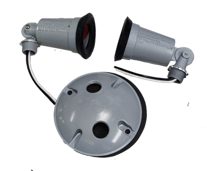 Irisram outdoor double E27 light socket with two adjustable gray sockets and round base for lighting installation