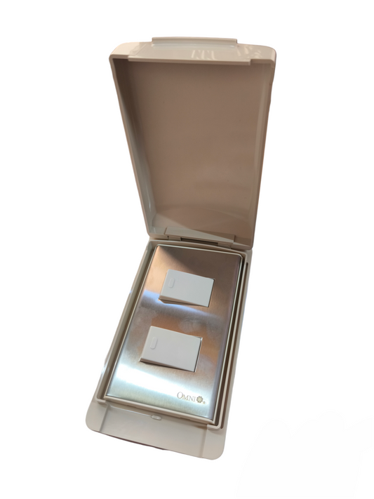 Omni outdoor stainless plate switch 16A with dual switches for outdoor electrical applications