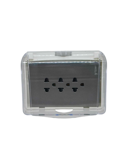 Grazen 16A outdoor weatherproof socket 220V with clear protective cover for outdoor use