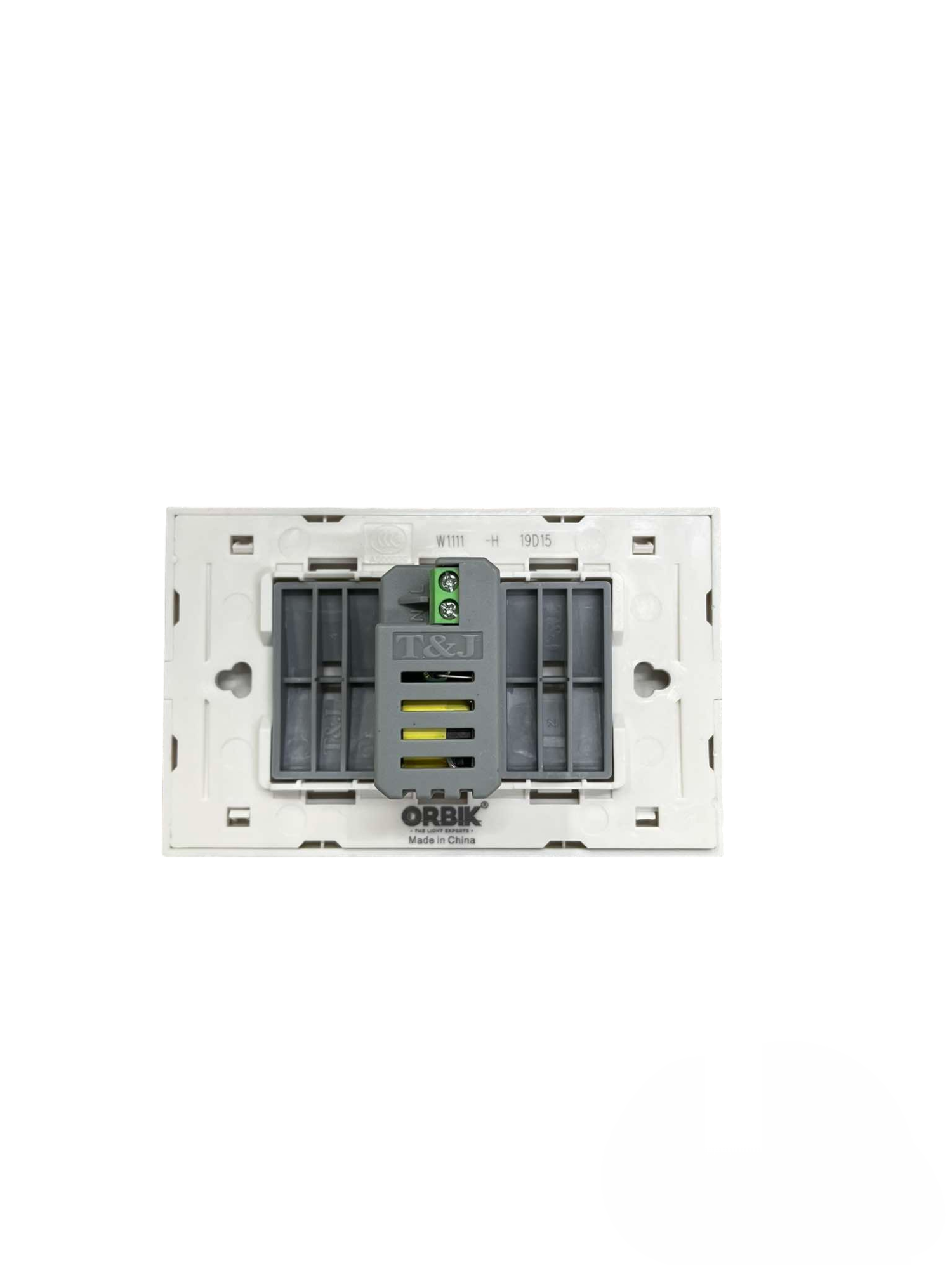 T&J Outlet 5V DC 2.4A USB-A with Plate Cover power point switch plug back view