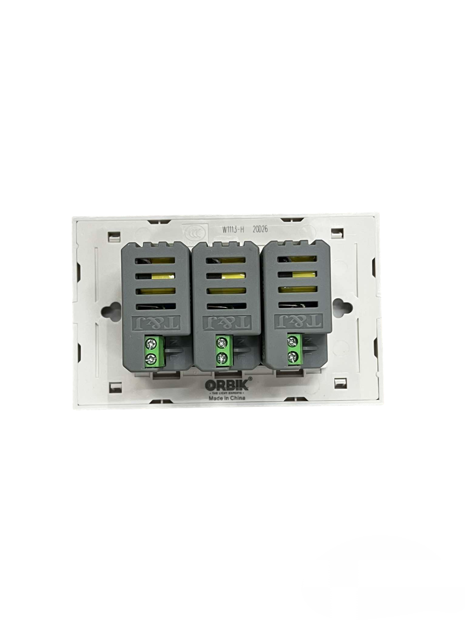 T&J Outlet 5V DC 2.4A USB-A with Plate Cover showing back wiring terminals and mounting frame