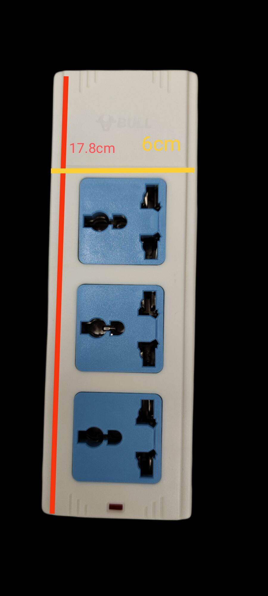 Bull Outlet Universal Type 3 Gang 10A 250V power strip with three universal sockets in white