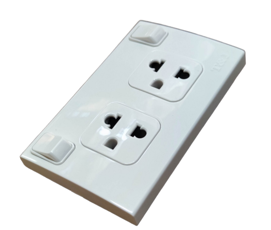 Electx Electrical Supply white outlet with individual switch 10A 250V dual socket power point