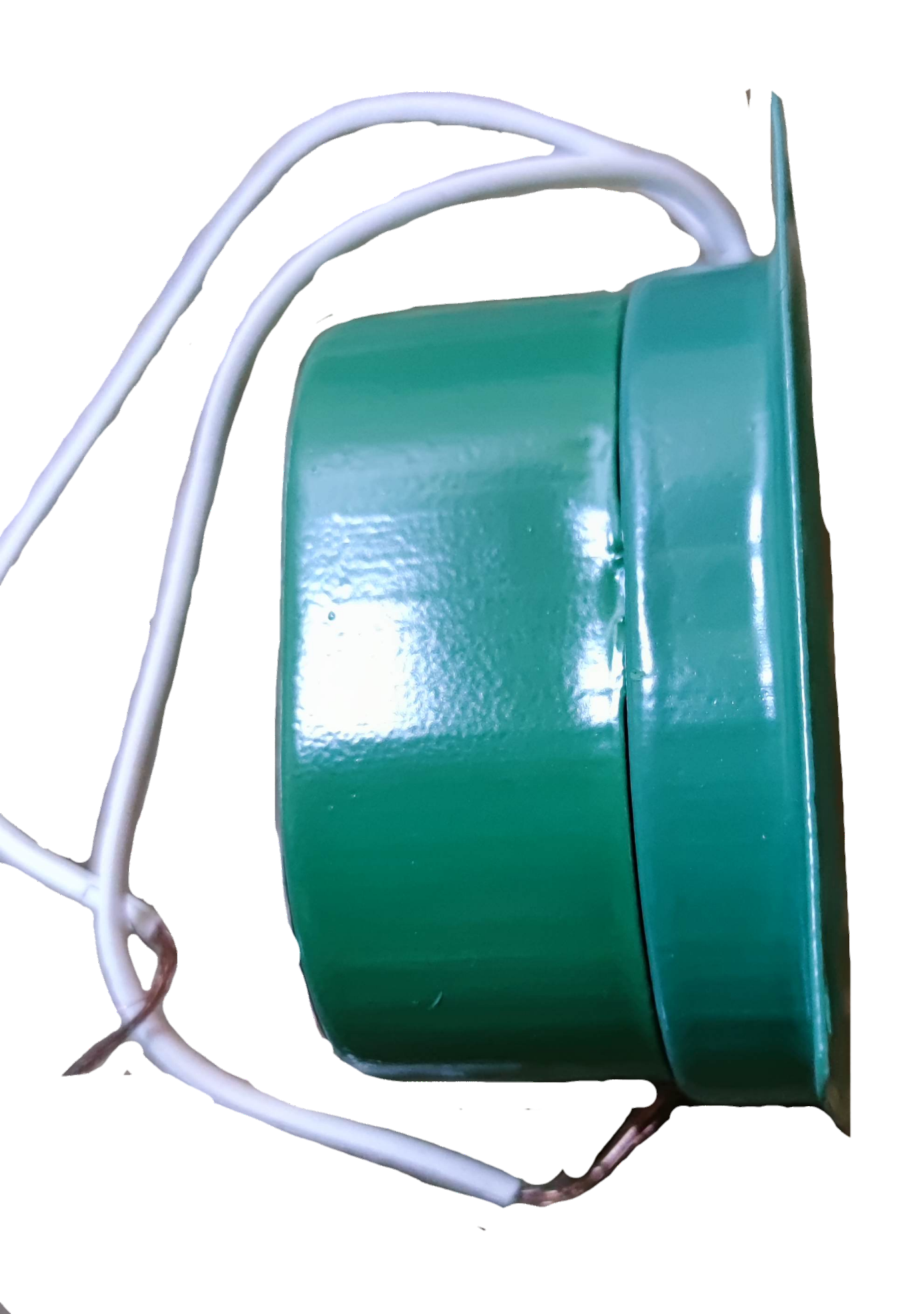 Green 220V metallic buzzer door chime with white wiring for home and office use