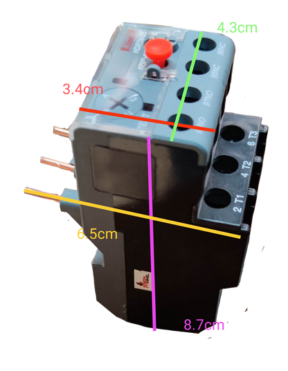 Himel Overload Relay 9-13A HDR3s2513 with labeled dimensions for electrical power point use