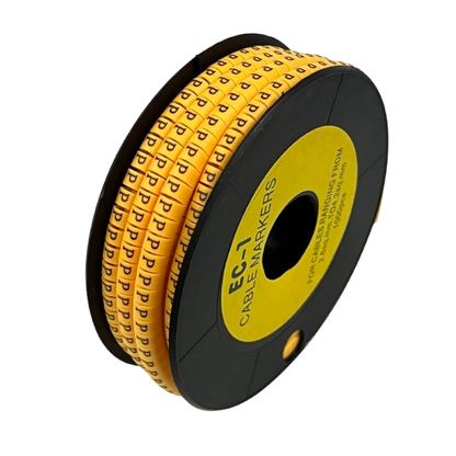 Spool of yellow P Marker 2.6mm to 4.2mm cable management markers from China