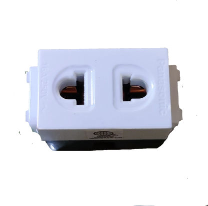 Panasonic compact white dual socket module with visible copper contacts 16A 250V quick connect terminal outlet for power points