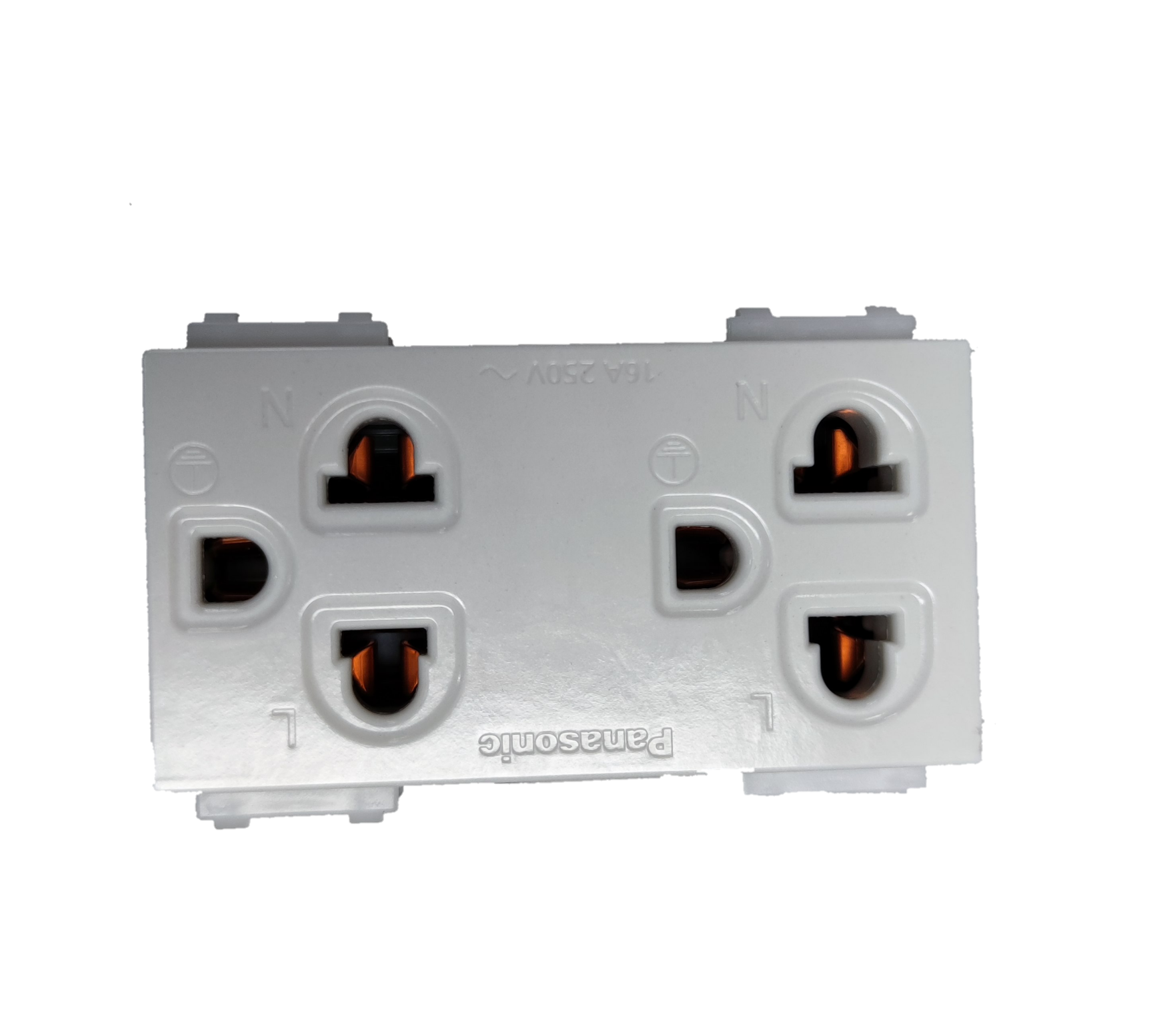 Panasonic 16A duplex outlet with ground 250V in a sleek white design for reliable power access