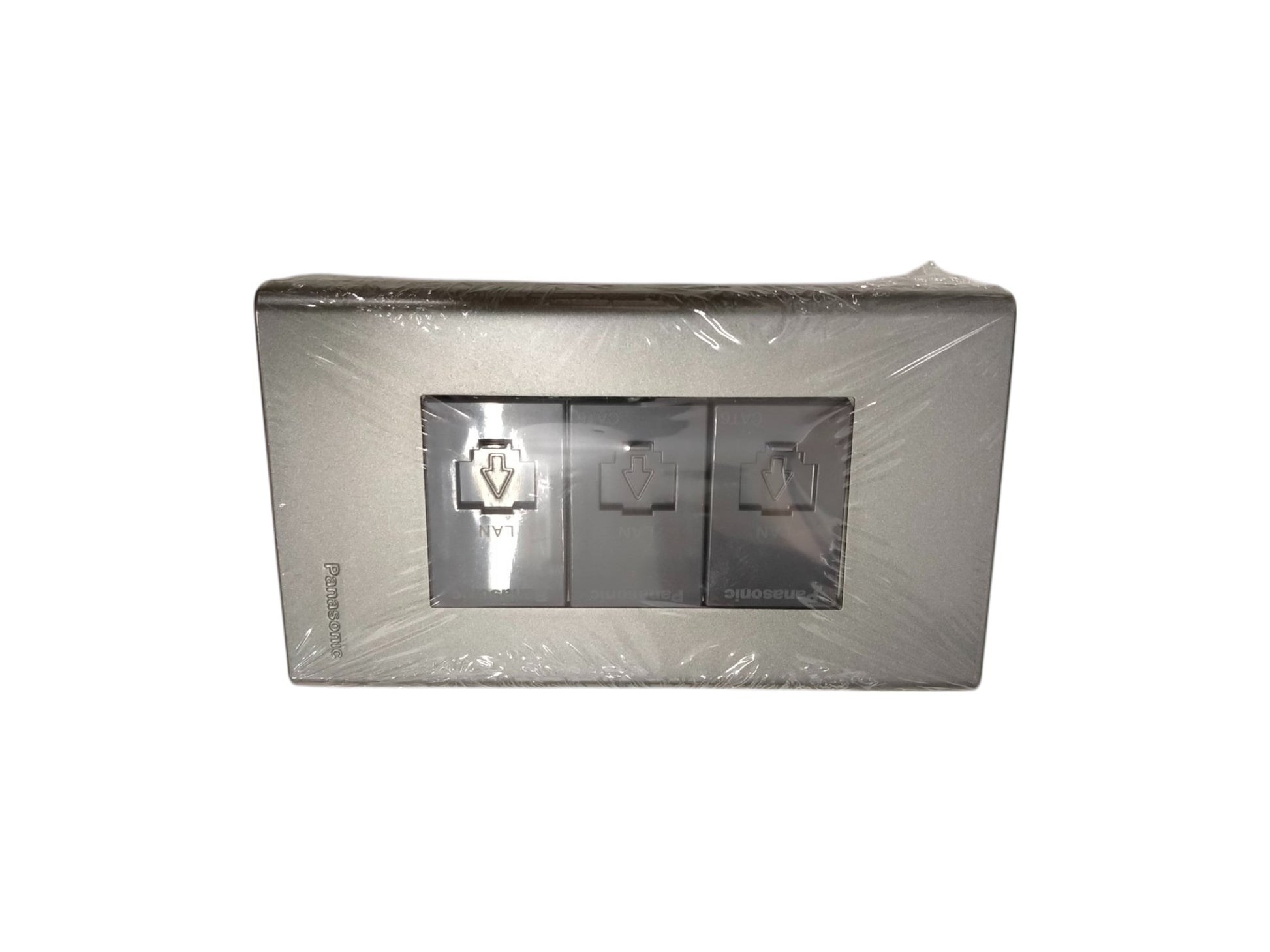 Panasonic 3 Gang CAT6 Data Modular Jack power point with three data ports in silver finish