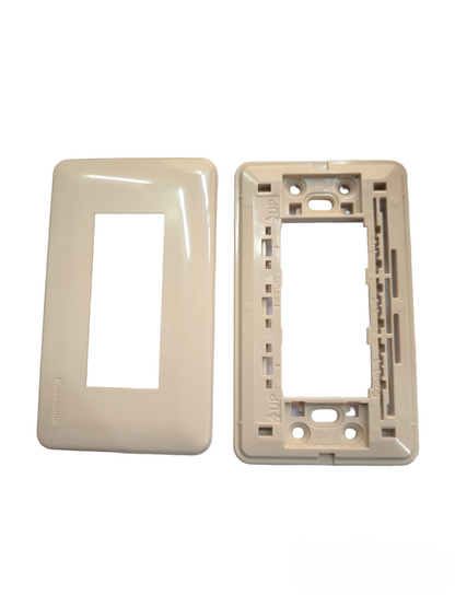 Panasonic 3 Gang Plate Cover in beige for power points and switches with durable plastic material