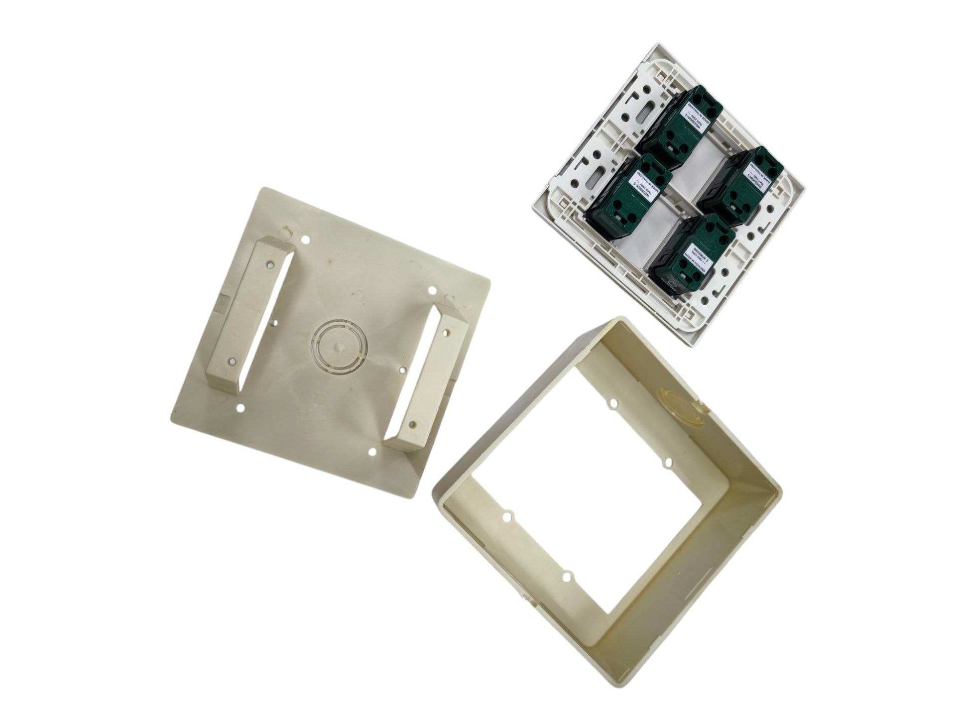 Panasonic 4 gang switch components including mounting box and wiring module in beige color