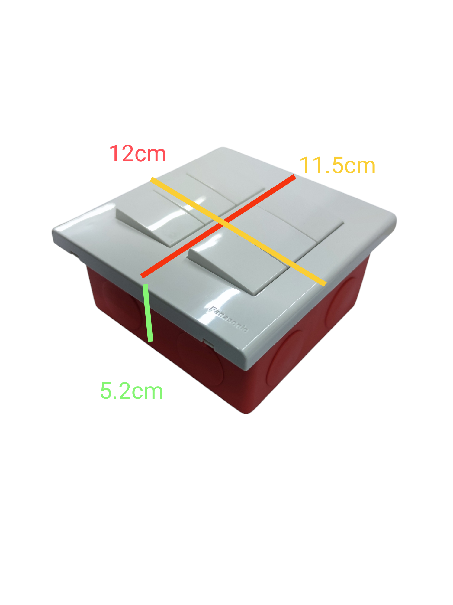Panasonic 6 gang 4 way switch with white dual rocker switches and red mounting box