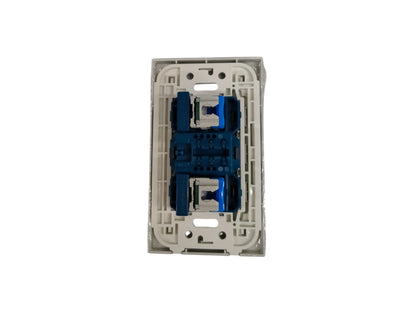 Panasonic CAT6 combination outlet with blue connectors for network and power installations