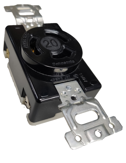 Panasonic 20A twist lock outlet WF2320 black heavy duty commercial grade receptacle with metal mounting straps