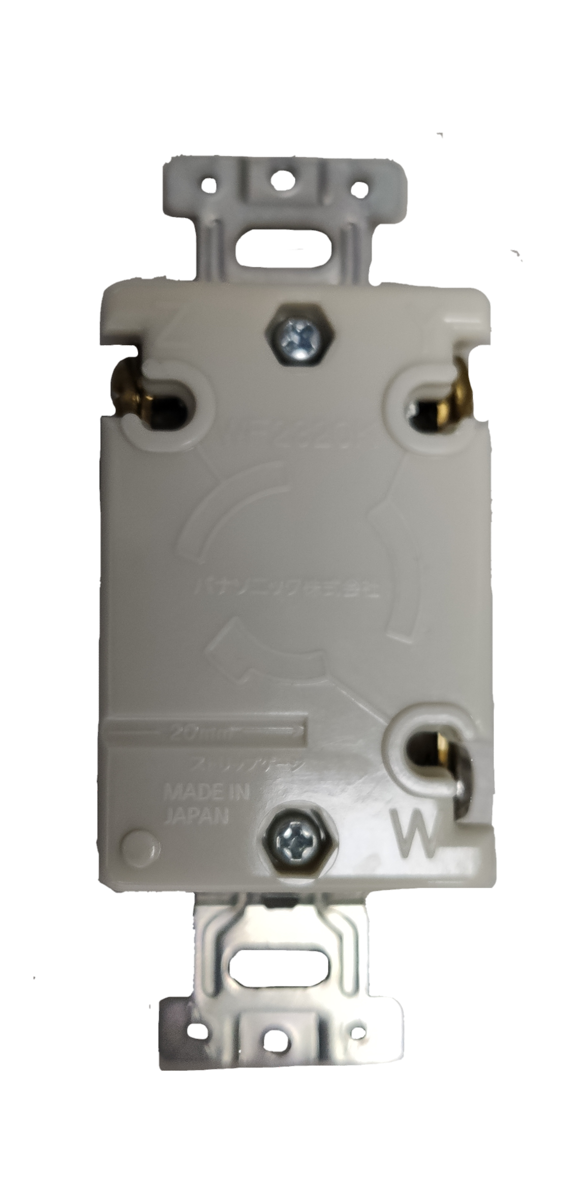 White Panasonic 20A twist lock outlet WF2320 receptacle with mounting straps and screw terminals