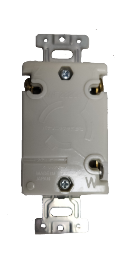 White Panasonic 20A twist lock outlet WF2320 receptacle with mounting straps and screw terminals
