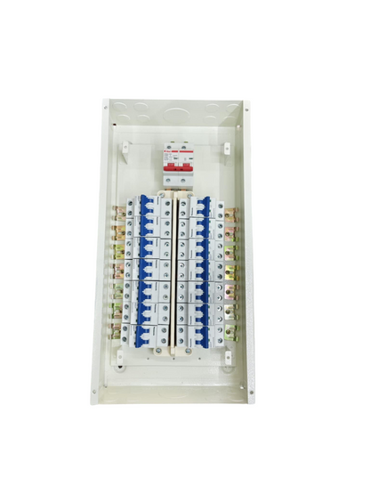 Panasonic Panel Board 125A 2Pole Main electrical circuitry with circuit breakers in white casing
