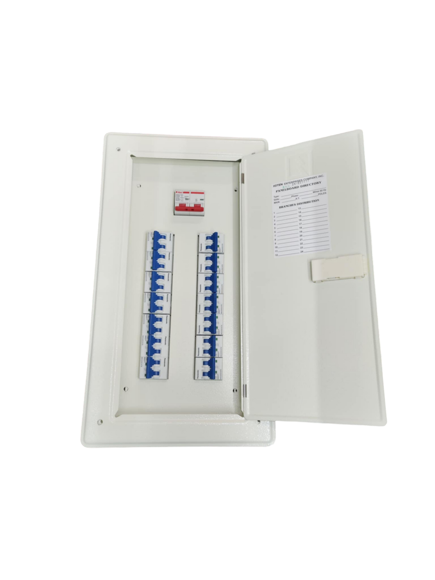 Panasonic Panel Board 125A 2Pole Main electrical panel with circuit breakers inside a white metal enclosure