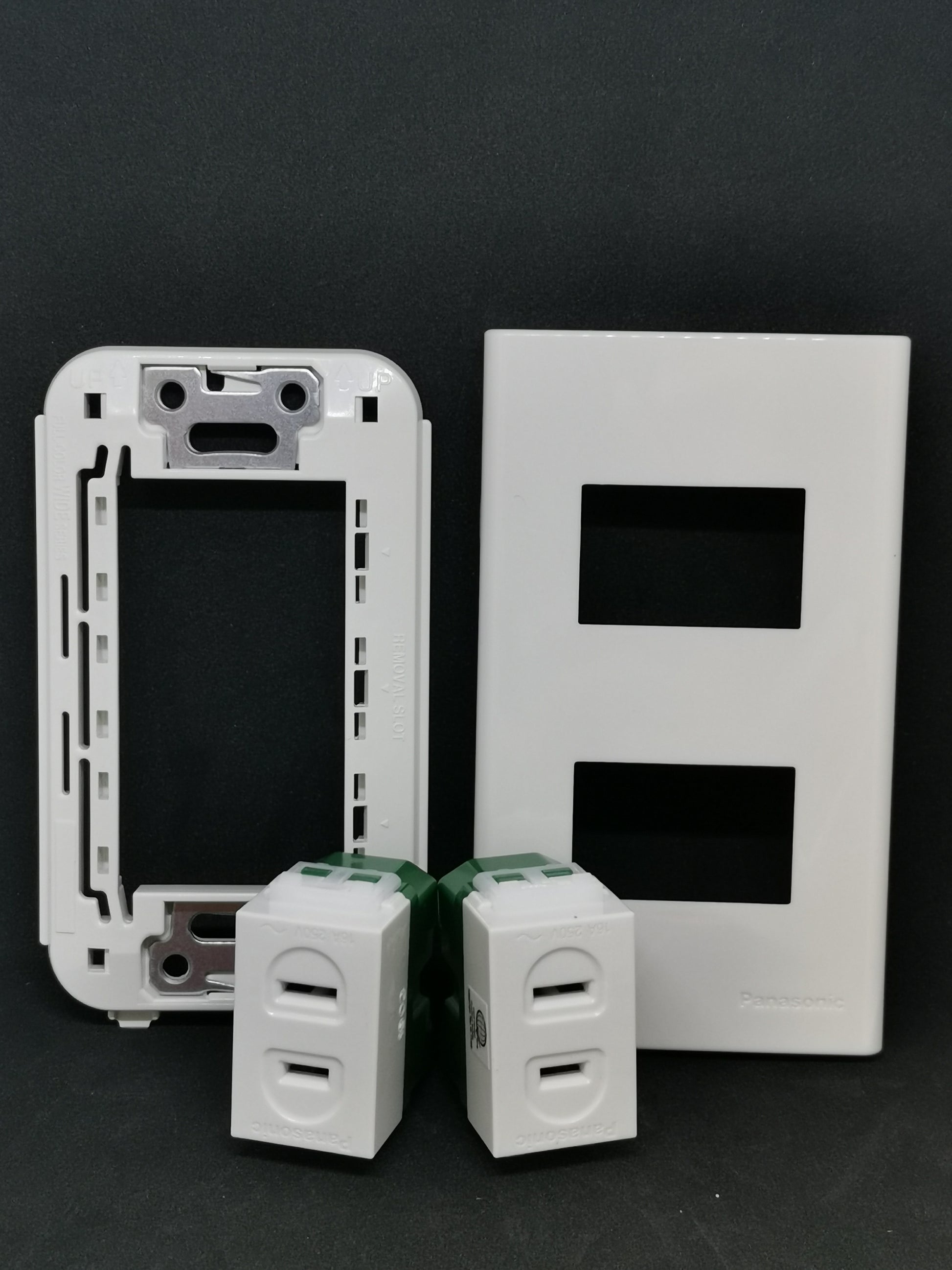 Panasonic WEG1001-5 WEG6802 outlet kit including faceplate and switch components in white