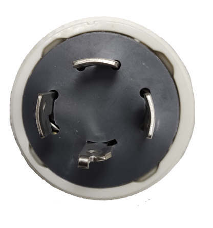 Panasonic WF6420 4 pin twist lock connector front view black face white housing metal contacts