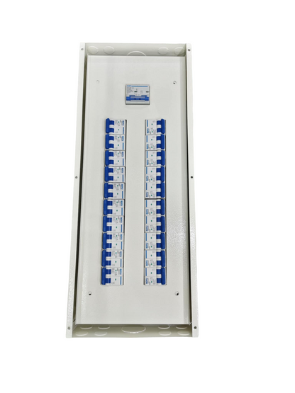 Chint Panel Board 100A 2Pole Main with multiple circuit breakers in a white metal enclosure