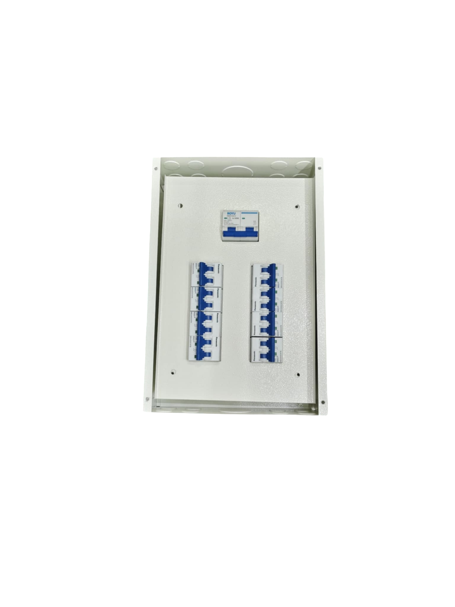 Panel Board 125A 2P Main electrical distribution board with circuit breakers and metal enclosure
