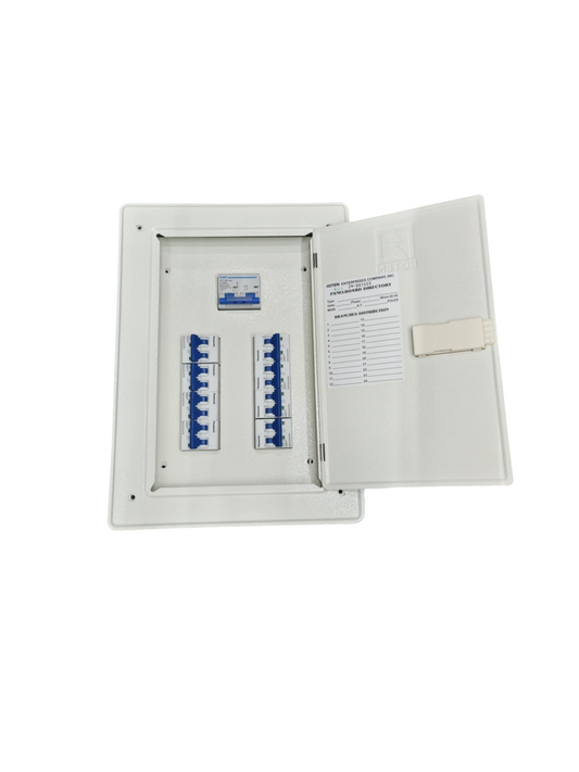 Chint Panel Board 125A 2P Main Miniature electrical circuitry with multiple circuit breakers in a white enclosure