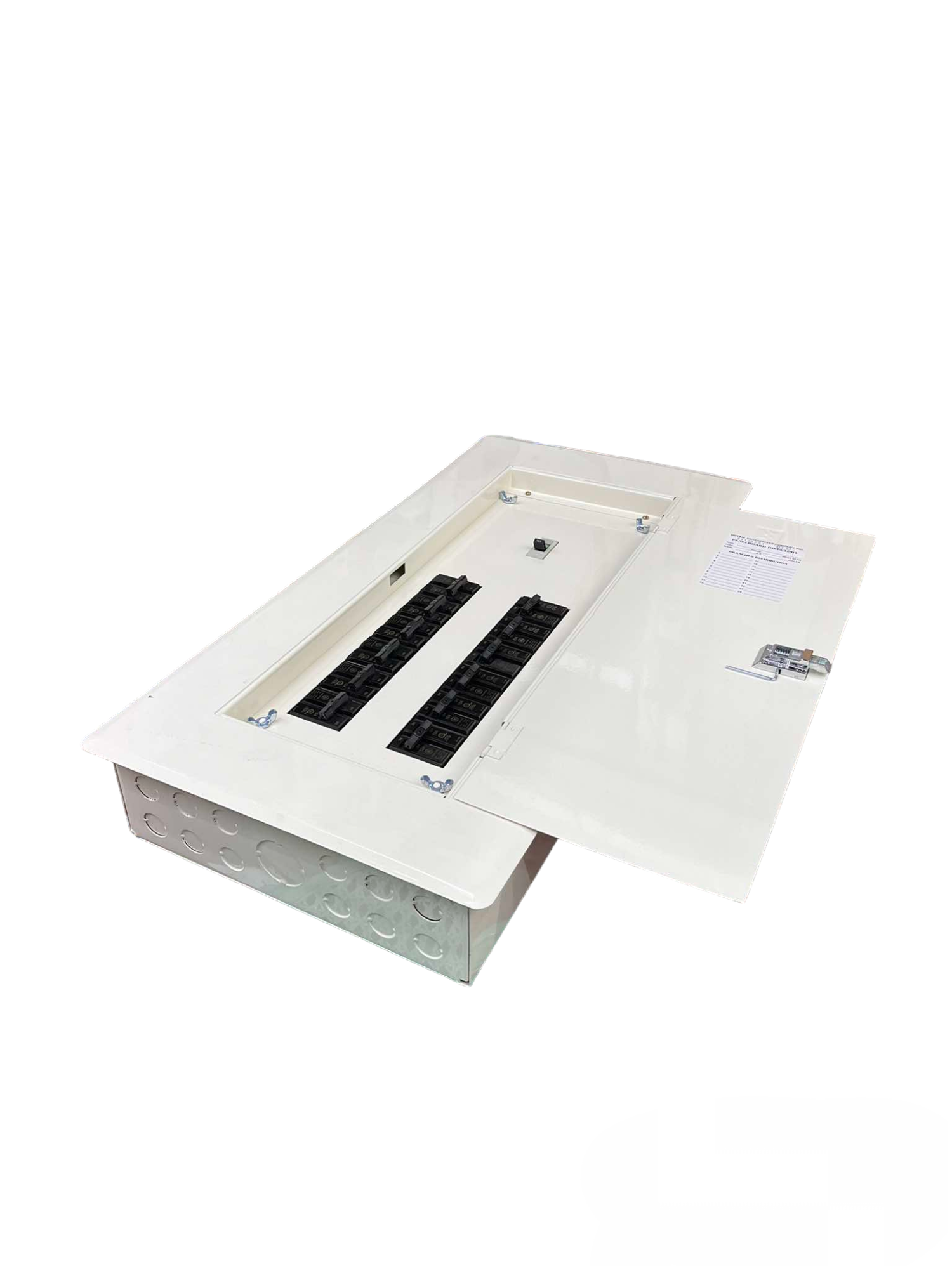 Koten and GE Panel Board 150A 250SP 2Pole electrical circuit breaker panel with white metal enclosure