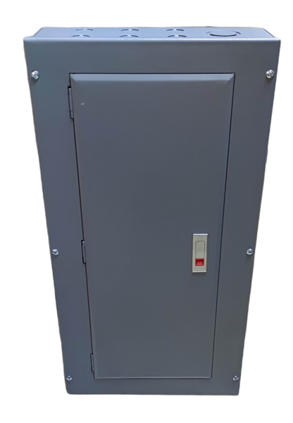 Gray electrical panel box featuring Panel Board 2 Pole Bolt on TQC Main switch for circuit control