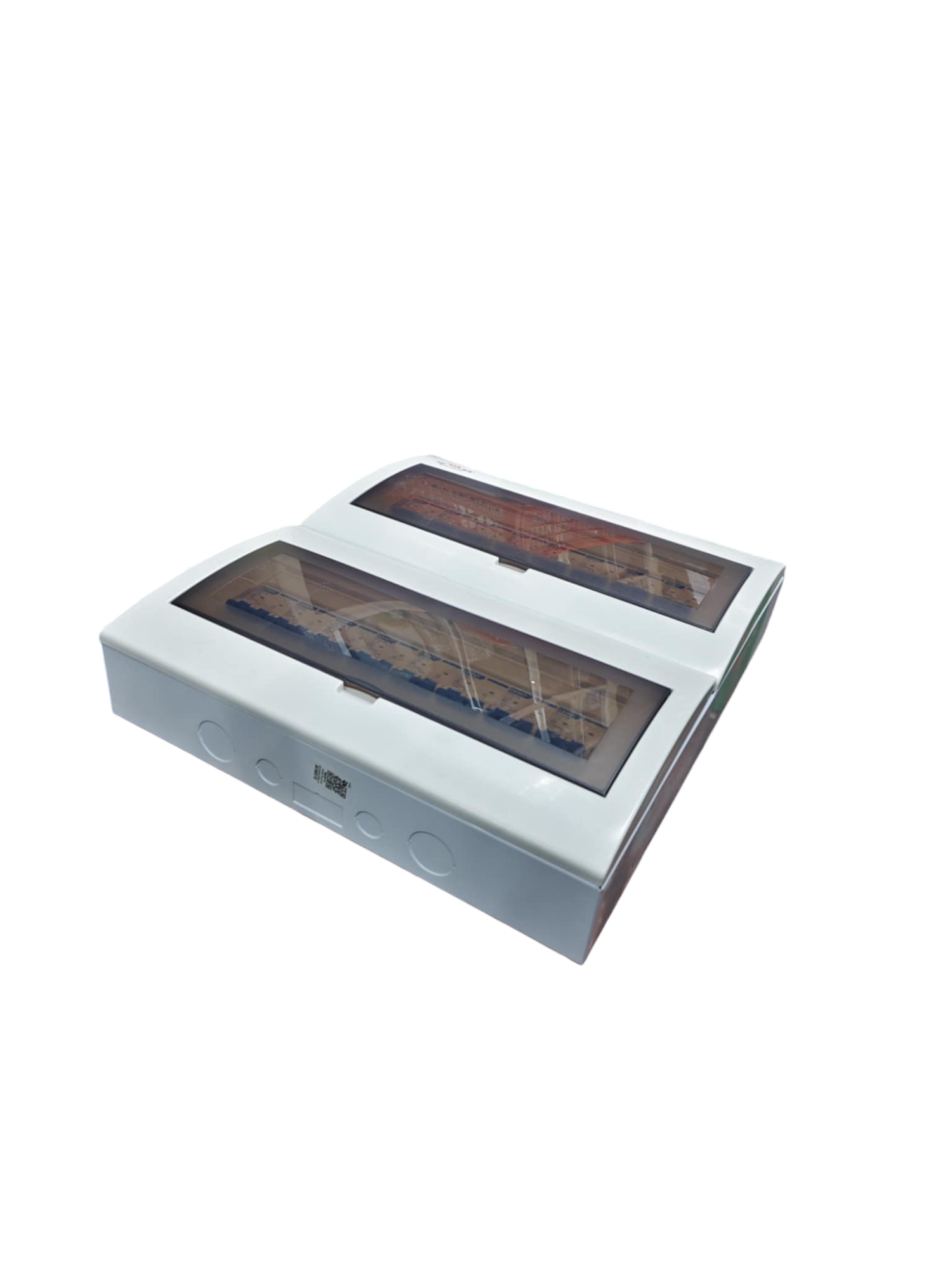 Chint and ZY Panel Board 63A 2 Pole Main Miniature electrical circuitry component with white casing and transparent cover