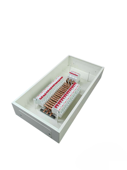 Himel and Koten Panel Board 80A 3 Pole 10 KAIC Main electrical circuitry and parts in white enclosure