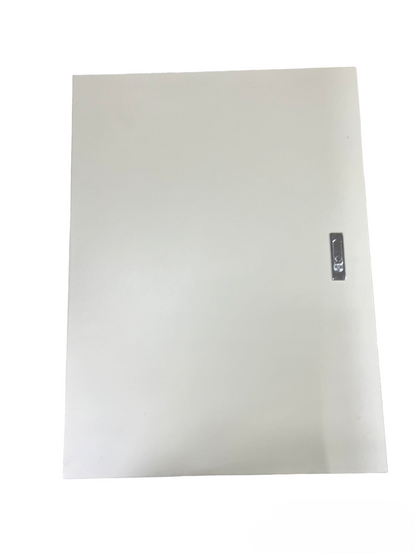 Schneider Panel Board for EZC250 Main 3 Pole with a plain light gray metal cover and latch