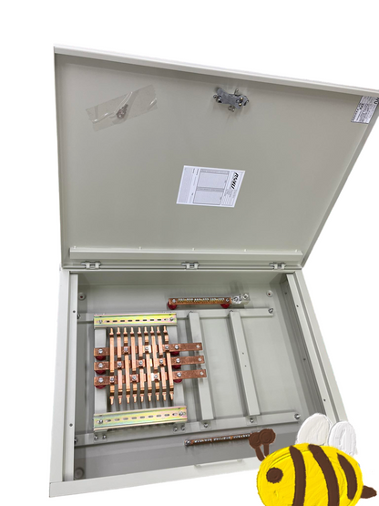 Schneider Panel Board for EZC250 Main 3 Pole electrical circuitry part with open gray metal enclosure