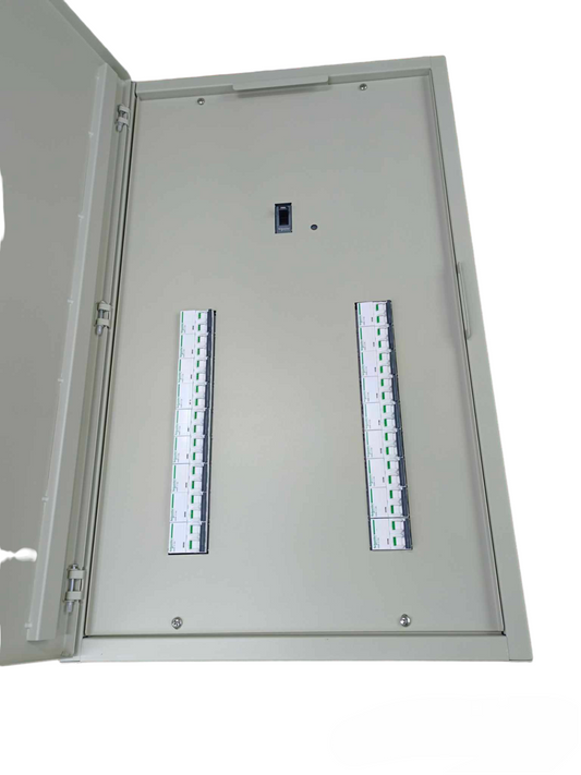 Schneider Panel Board for EZC250F 125A 25KAIC 3 Pole with open metal enclosure and circuit breaker slots