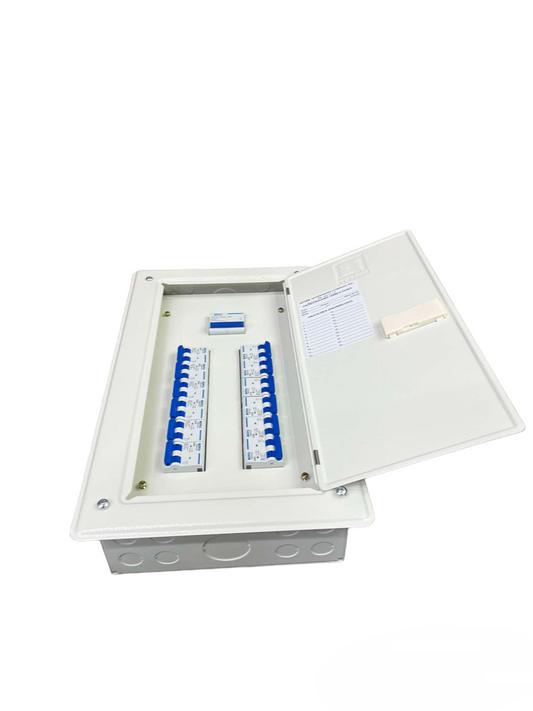 Royu & Koten Panel Board with 125A 2pole electrical circuitry parts with open white cover