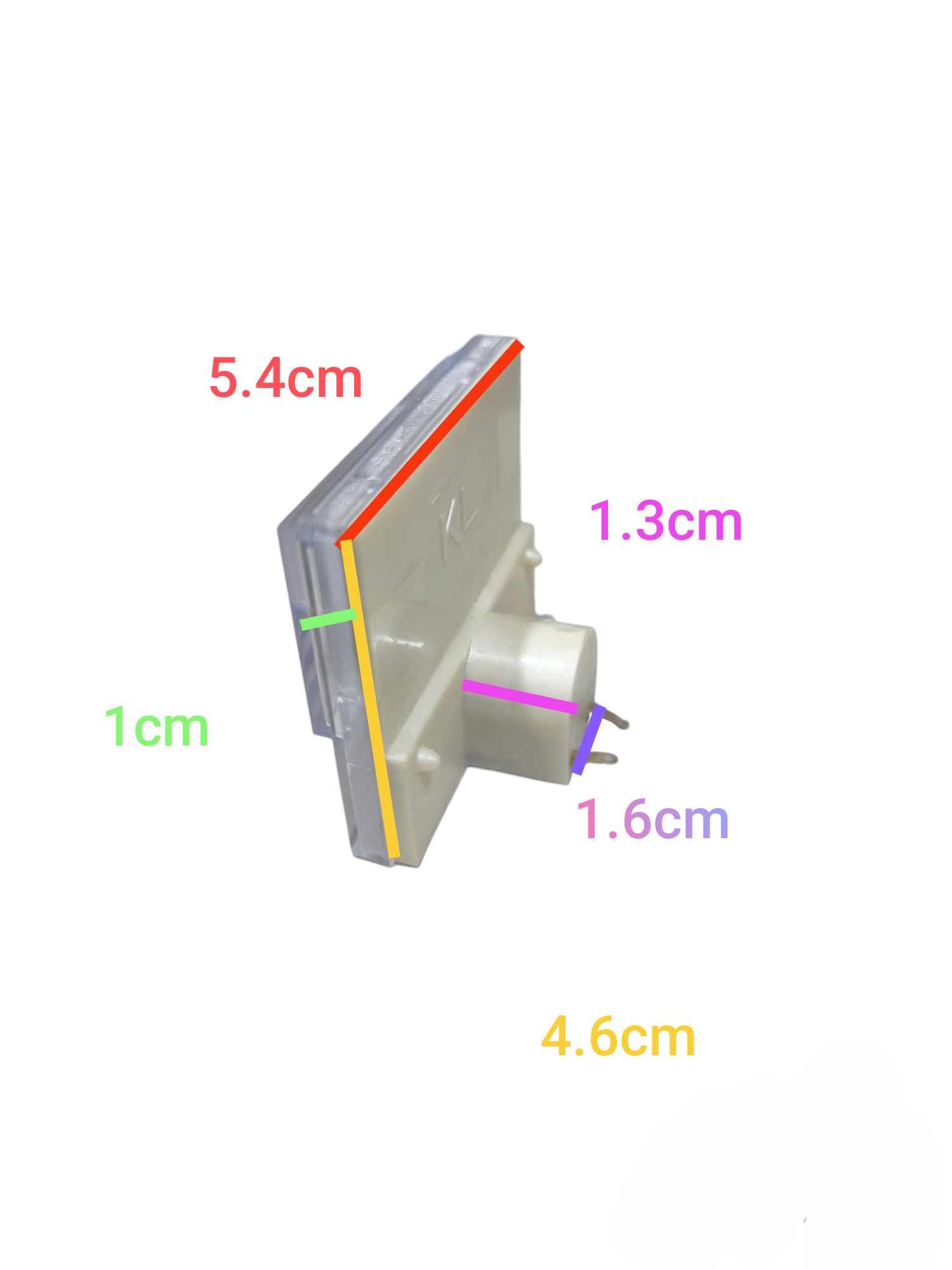 Denko Panel Meter Plastic Small 312A side view showing dimensions in centimeters for electrical trade tools