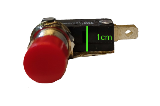 Panel mount micro switch 10A 250V with red button and gold connectors for various applications