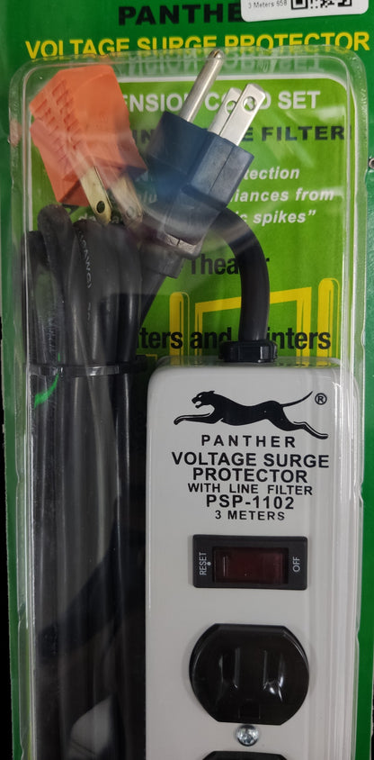 Panther 4 gang extension cord with surge protector and voltage surge protection with line filter