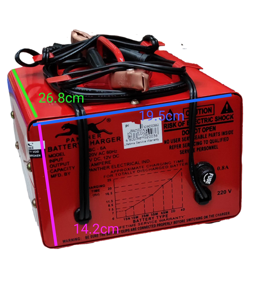 Panther Battery Charger 24A 12V red portable battery charger with cables for vehicle batteries