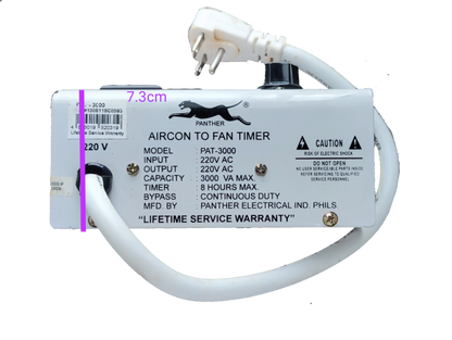 Panther Aircon to Fan Timer with white cord and plug for controlling aircon and fan power duration