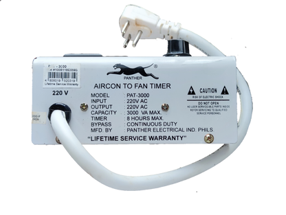 Panther Aircon to Fan Timer power plug and switch device with 220V input and output