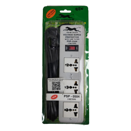 Panther 3 Gang Extension Cord Universal Outlet PSP-0504 3 Meters 1.25mm Wire with Single Switch , Universal Outlet Extension Cord 4 Gang with Safety Breaker and Switch Voltage Surge Protector with Line Filter