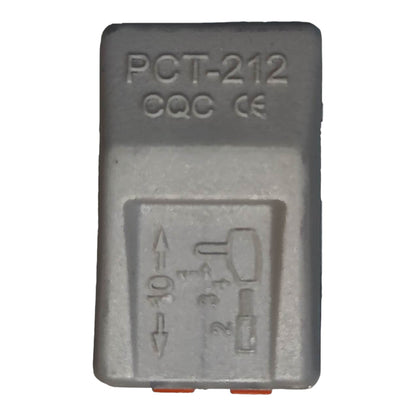 Gray rectangular component with 'PCT-212', 'CQC', and 'CE' markings on a white background.