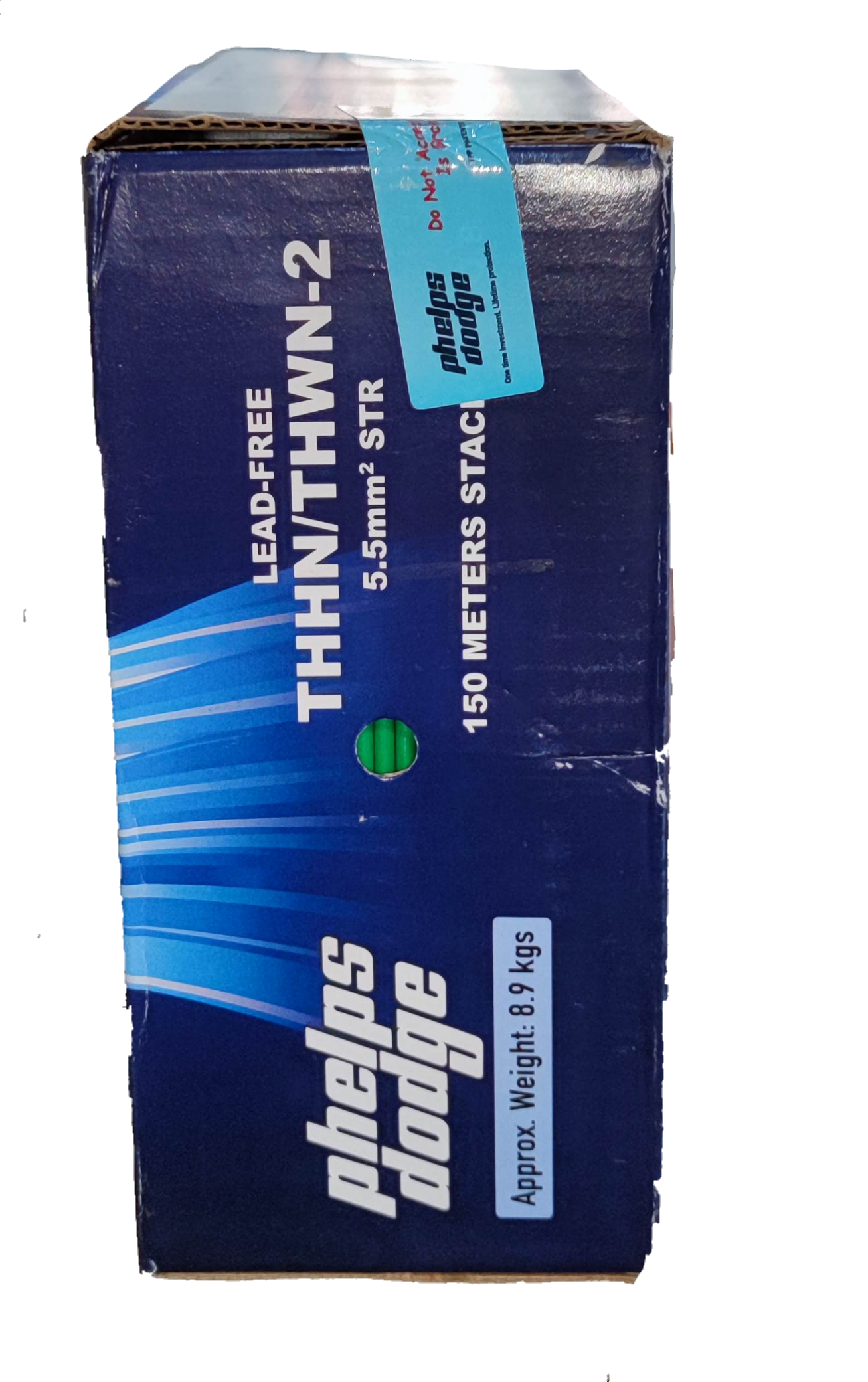 Phelps Dodge box of lead-free THHN/THWN-2 wire with AWG 10 stranded wire white label